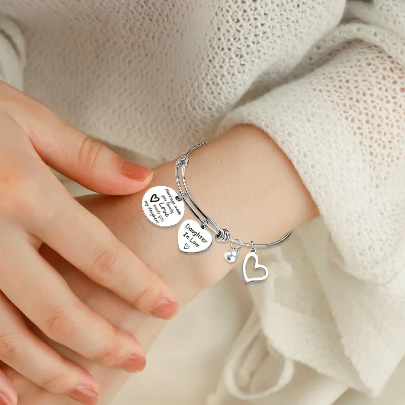 🎁FOR DAUGHTER-IN-LAW🎁MARRIAGE MADE YOU FAMILY LOVE MADE YOU MY DAUGHTER BANGLE BRACELET - Image 4