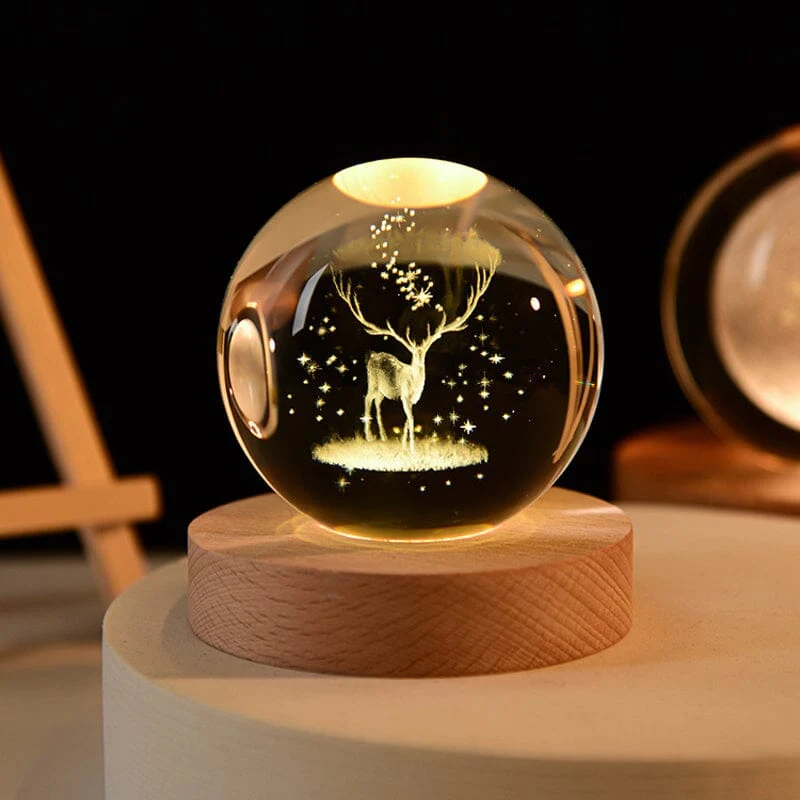 3D Crystal Ball Night Light With Wood Base - Image 22