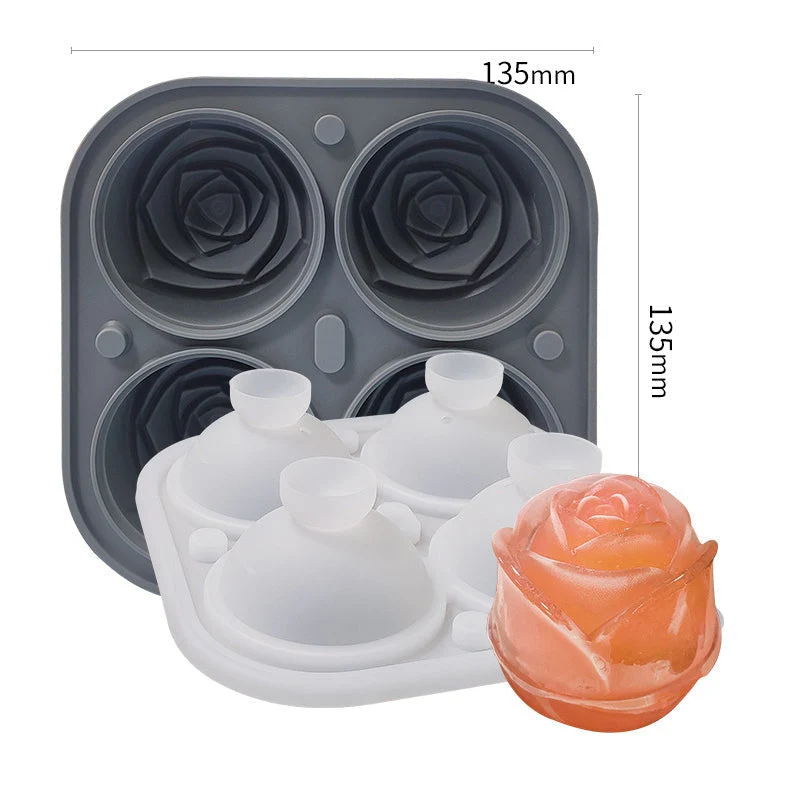 4-Compartment Large Rose Ice Cube Mold - Image 3