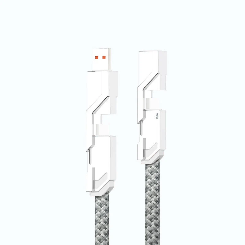 4-in-1 Flat Braided Anti-tangle Charger Cable with Velcro - Image 12
