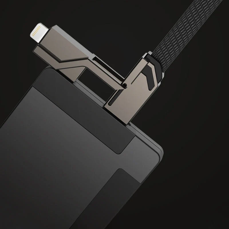 4-in-1 Flat Braided Anti-tangle Charger Cable with Velcro - Image 4