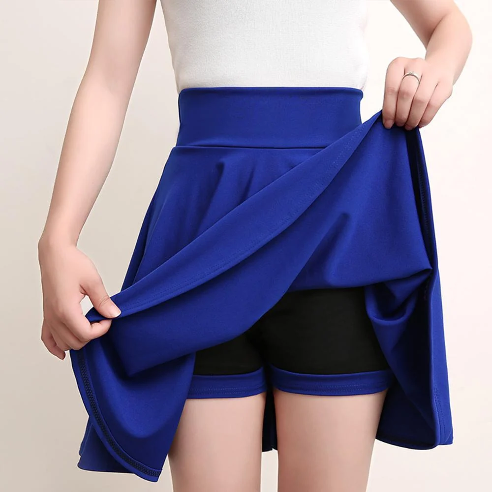 A-line Elastic Waist Pleated Shorts Skirts - Image 3