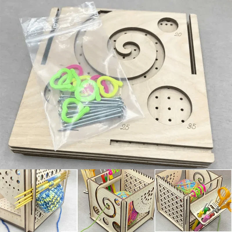 All-in-one Wooden Yarn Bowl - Multifunctional knitting tool - Image 2