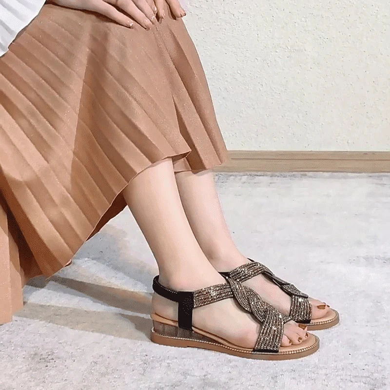 Anti-Skid Soft Sole Rhinestone Wedge Heel Shoes - Image 10