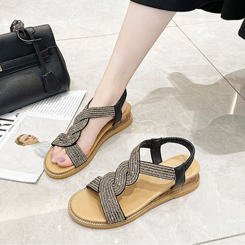 Anti-Skid Soft Sole Rhinestone Wedge Heel Shoes - Image 7