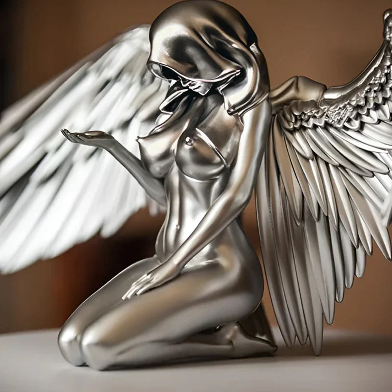 Art Angel Female Woman Wings Kneeling Cloak Hat - Image 13