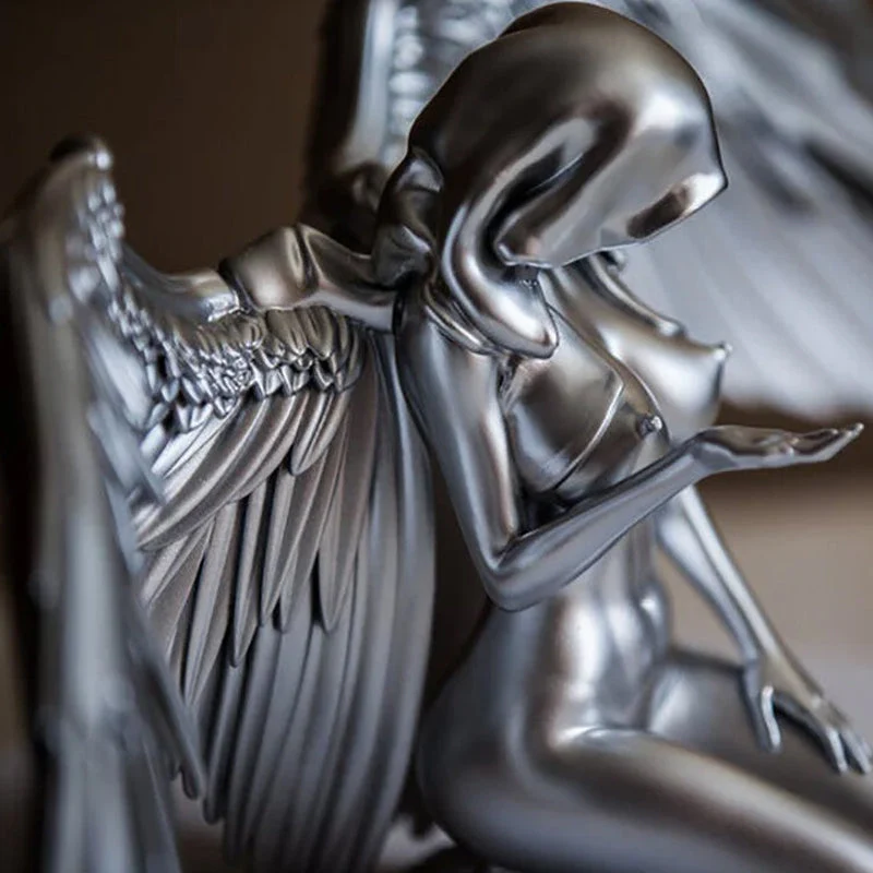 Art Angel Female Woman Wings Kneeling Cloak Hat - Image 2