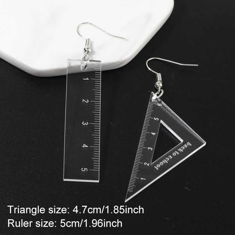 Asymmetrical Triangle Straight Ruler Earrings - Image 8