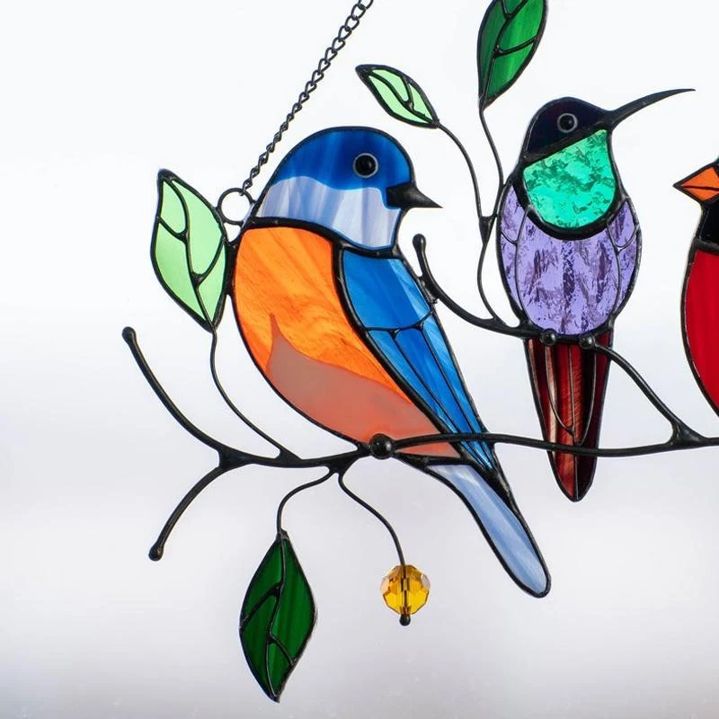 Birds Stained Glass Window Hangings - Image 3