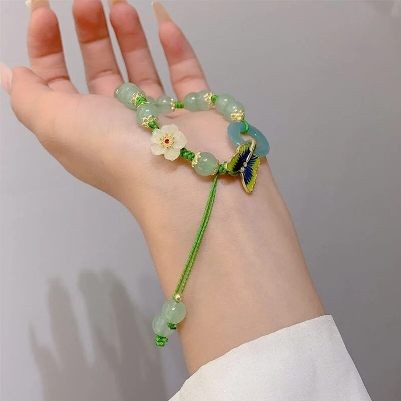 Butterfly Natural Emerald Jade Stone Bracelet - Image 3