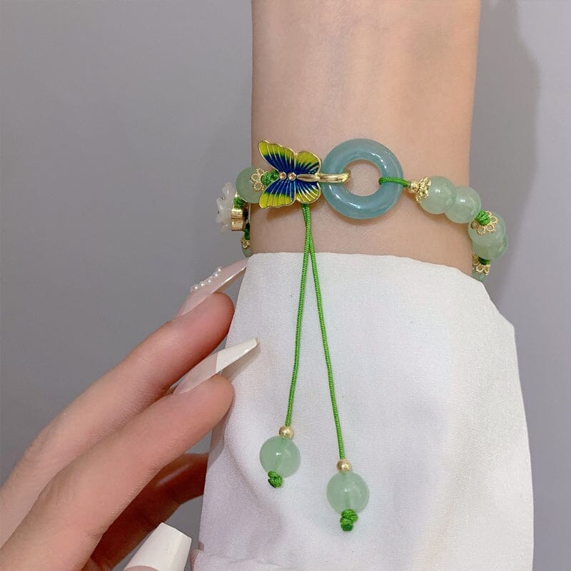 Butterfly Natural Emerald Jade Stone Bracelet - Image 6
