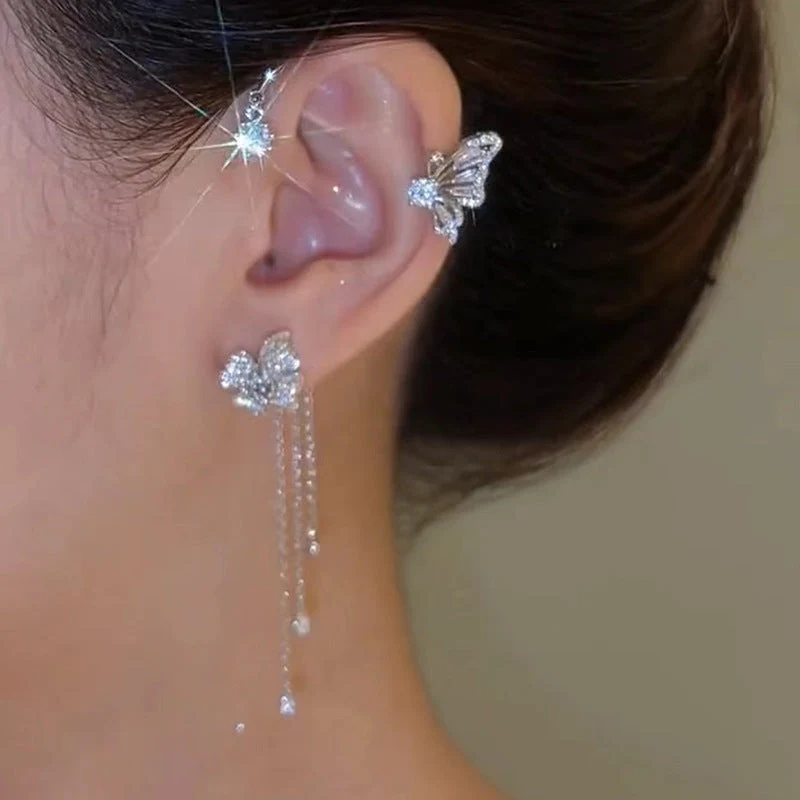 Butterfly Tassel Style Zircon Earrings - Image 10