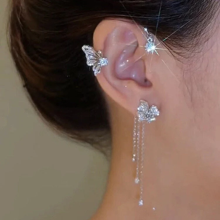 Butterfly Tassel Style Zircon Earrings - Image 11