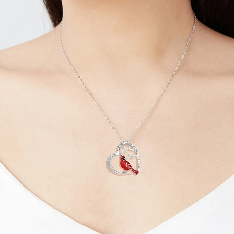 Cardinal Heart Pendant Necklace - Image 6