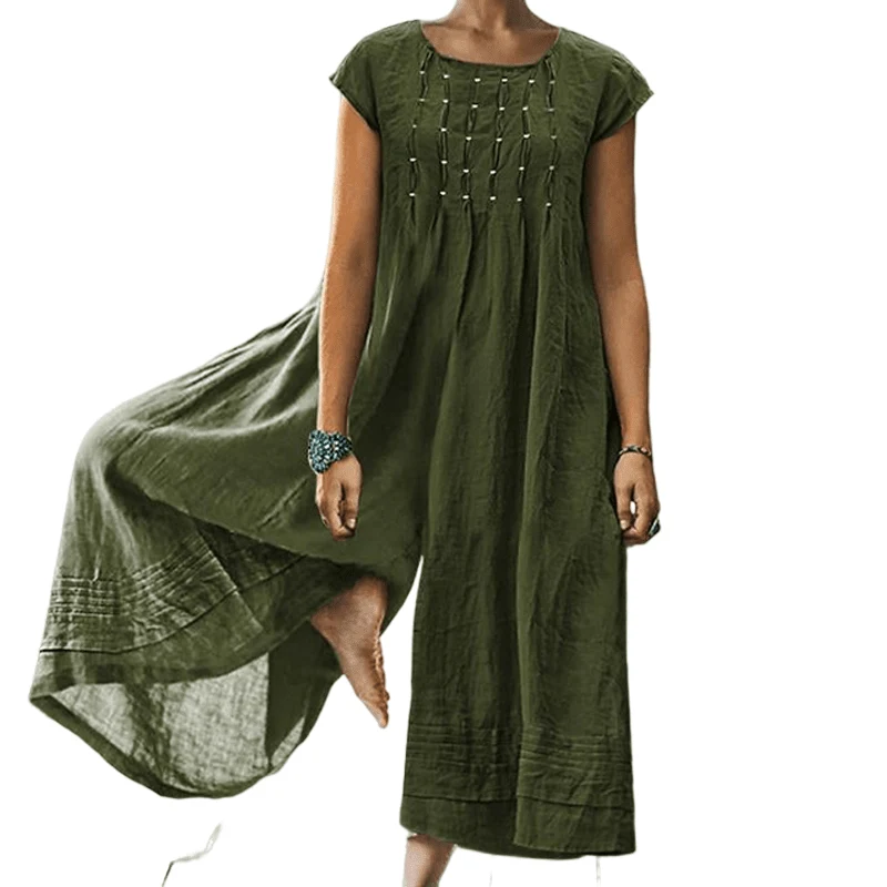 Casual Solid Color Short-Sleeved Jumpsuit - Image 10