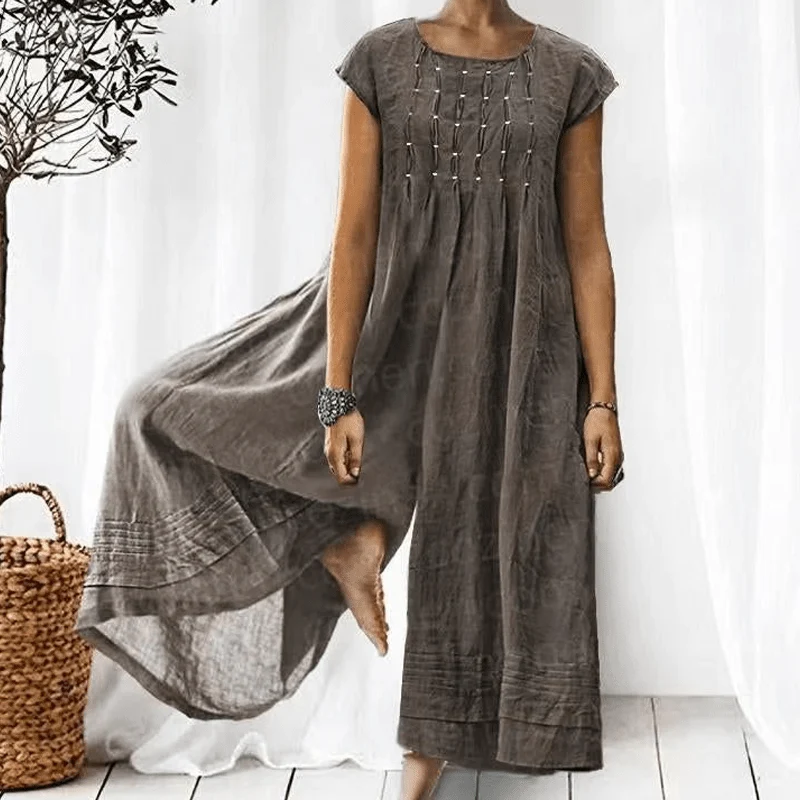 Casual Solid Color Short-Sleeved Jumpsuit - Image 12