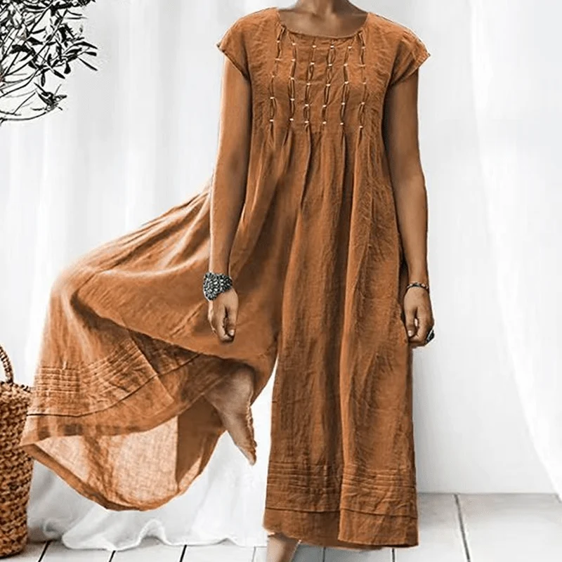 Casual Solid Color Short-Sleeved Jumpsuit - Image 14