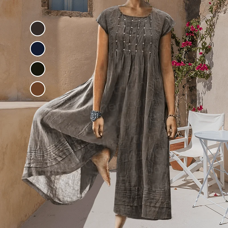 Casual Solid Color Short-Sleeved Jumpsuit - Image 2
