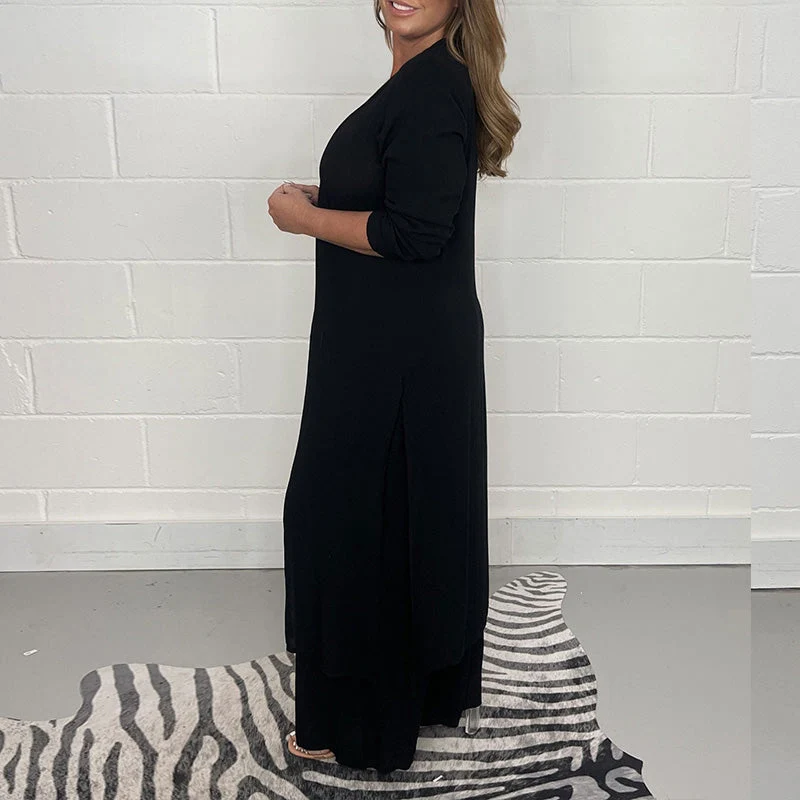 Casual Two Pieces Suit With Long Top & Matching Trouser - Image 4