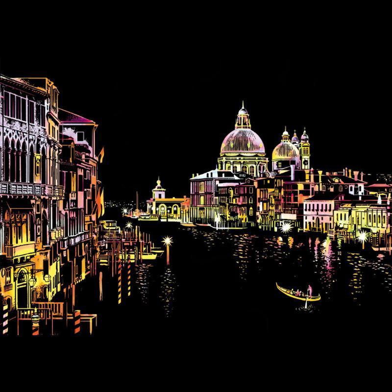 Colorful Night Scene Scratch Painting - Image 21