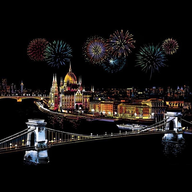 Colorful Night Scene Scratch Painting - Image 3