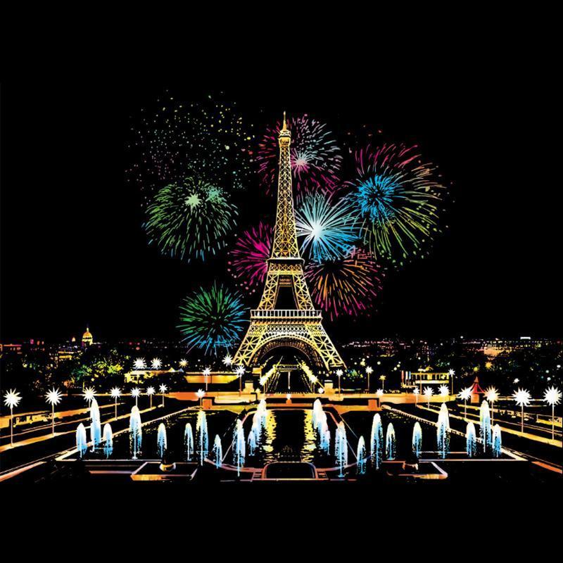 Colorful Night Scene Scratch Painting - Image 4