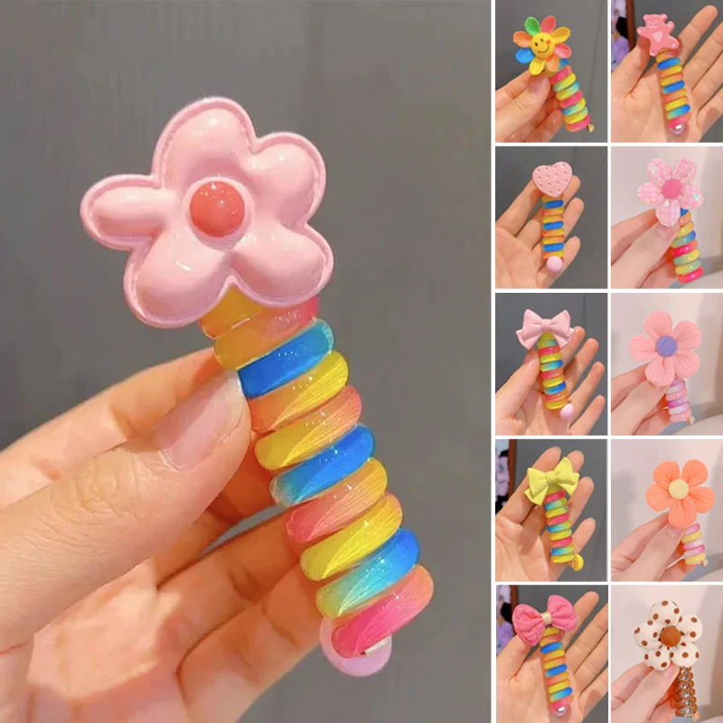 Colorful Telephone Wire Hair Bands for Kids - Image 26
