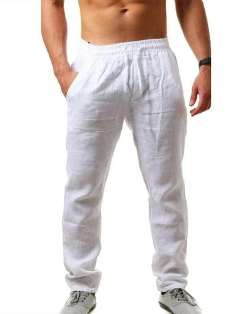 Cotton linen breathable solid color pants - Image 13
