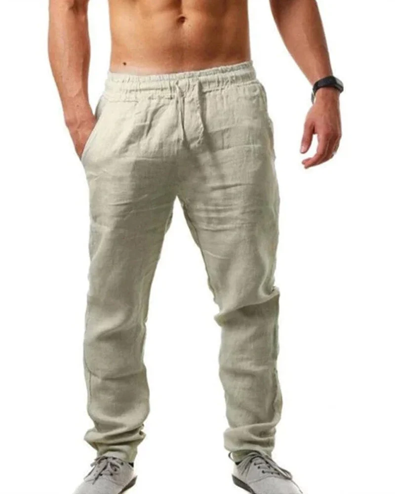 Cotton linen breathable solid color pants - Image 7