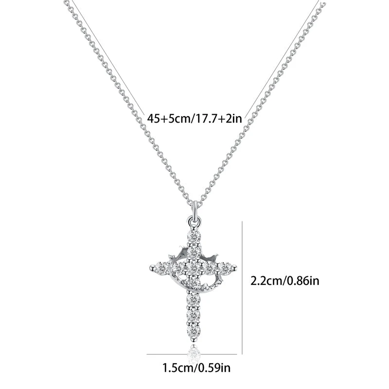 Crown & Cross Pendant Choker Necklace - Image 12