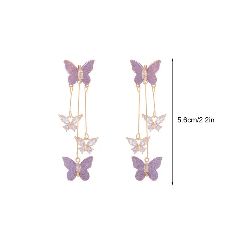 Crystal Butterfly Tassel Earrings - Image 8