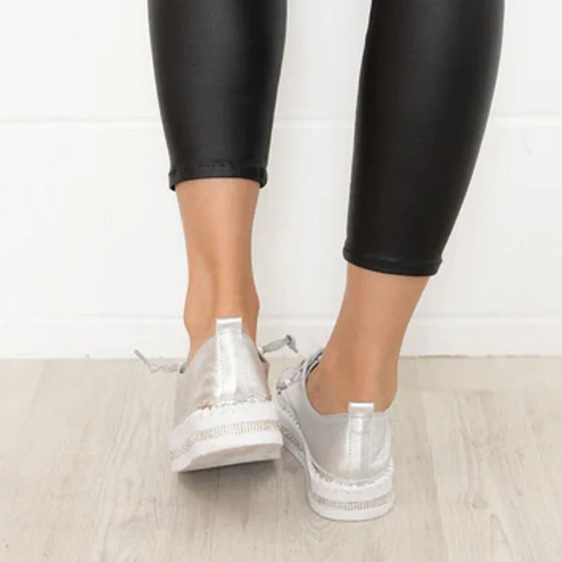 DIAMOND SILVER LEATHER SNEAKERS - Image 5