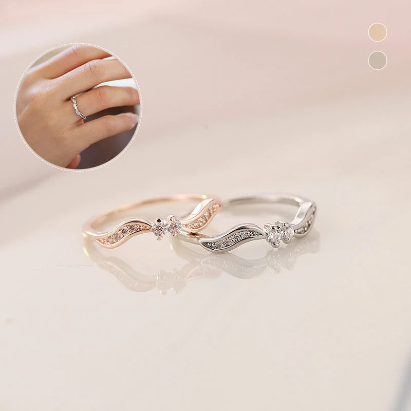 Double Stone Wavy Ring - Image 4