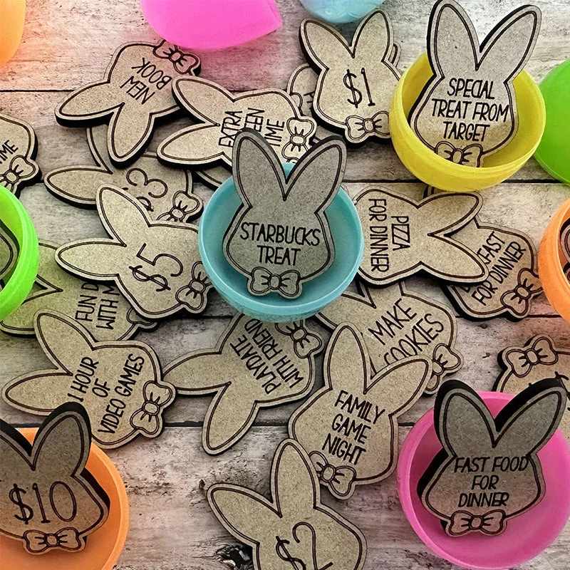 Easter Egg Stuffing Wooden Rabbit Token - Image 2