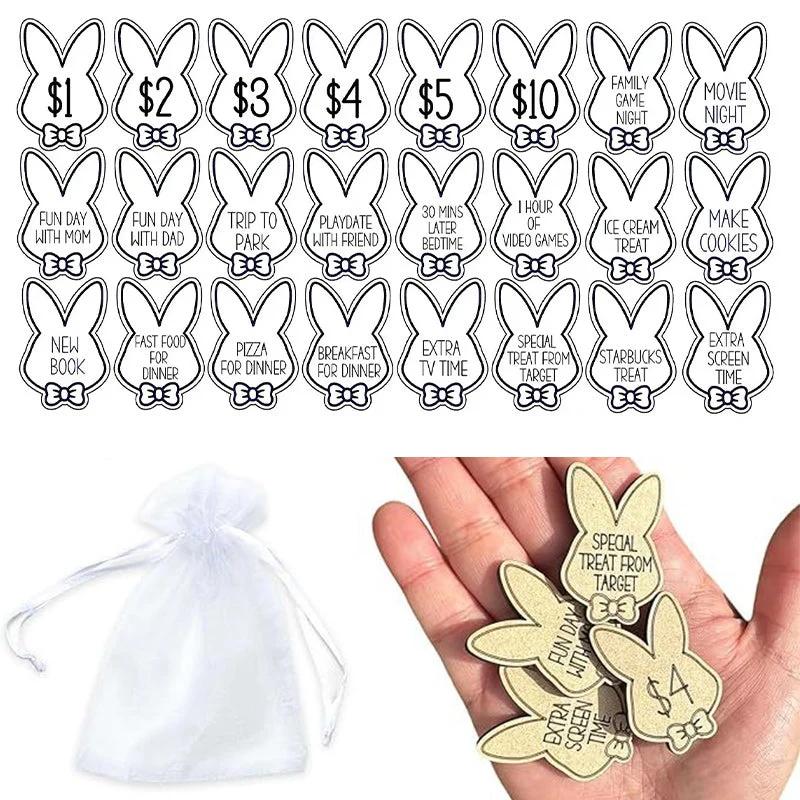 Easter Egg Stuffing Wooden Rabbit Token - Image 3