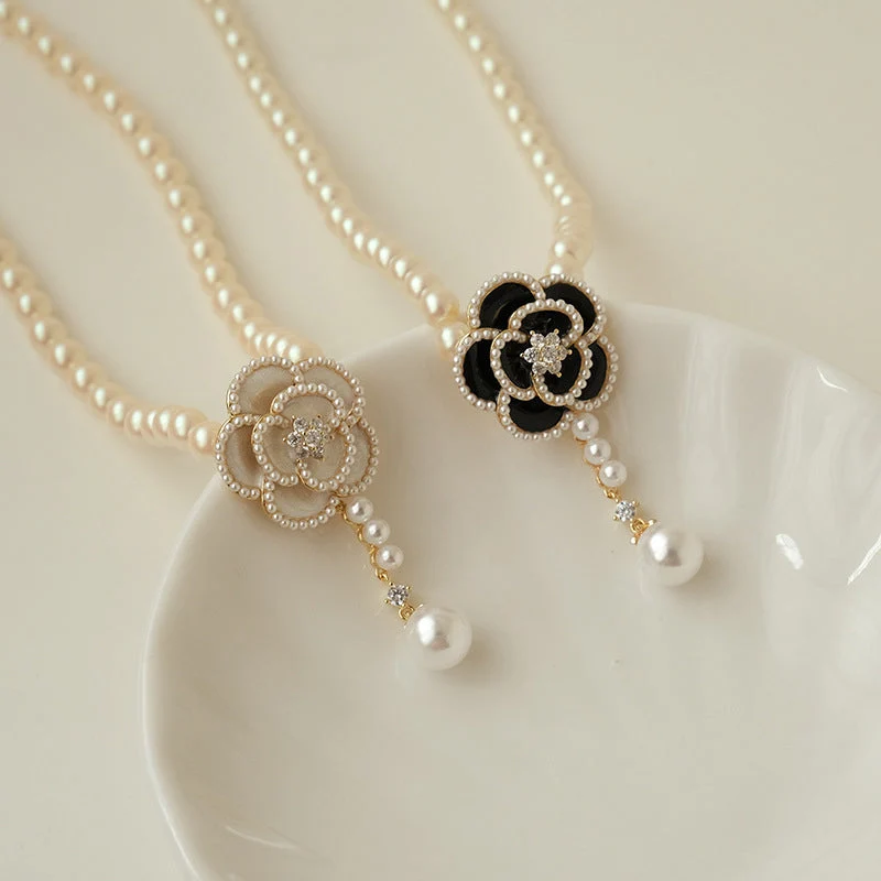 Elegant Pearl Camellia Necklace - Image 13