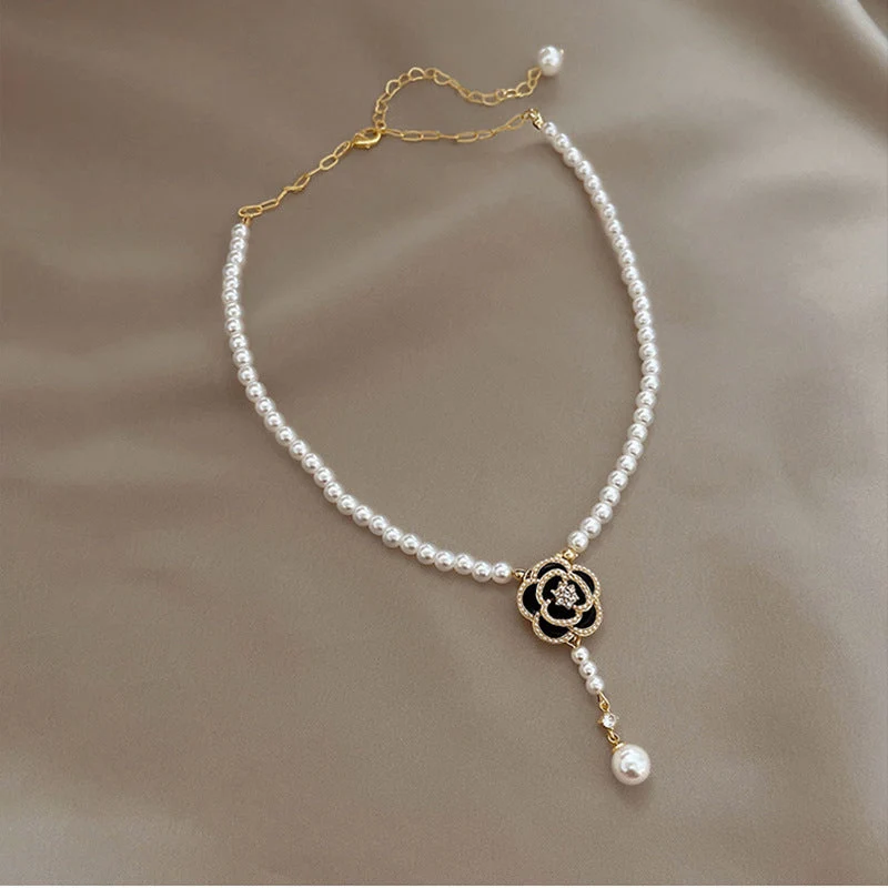 Elegant Pearl Camellia Necklace - Image 7