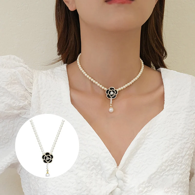 Elegant Pearl Camellia Necklace - Image 8