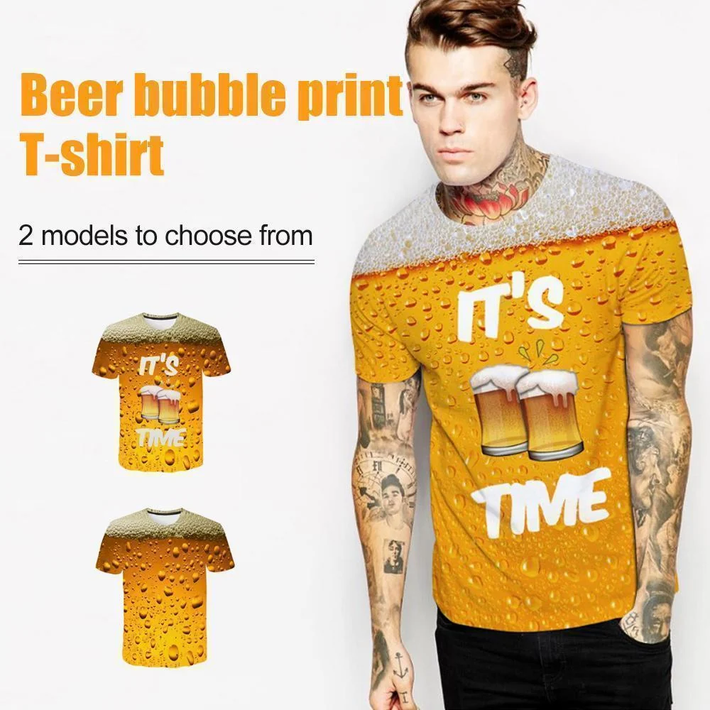 Fashion 3D Print Beer Bubble Short Sleeve T-Shirt - Image 3
