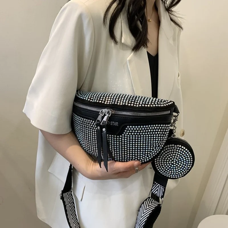 Fashion Rhinestone PU Leather Waist Bag - Image 10