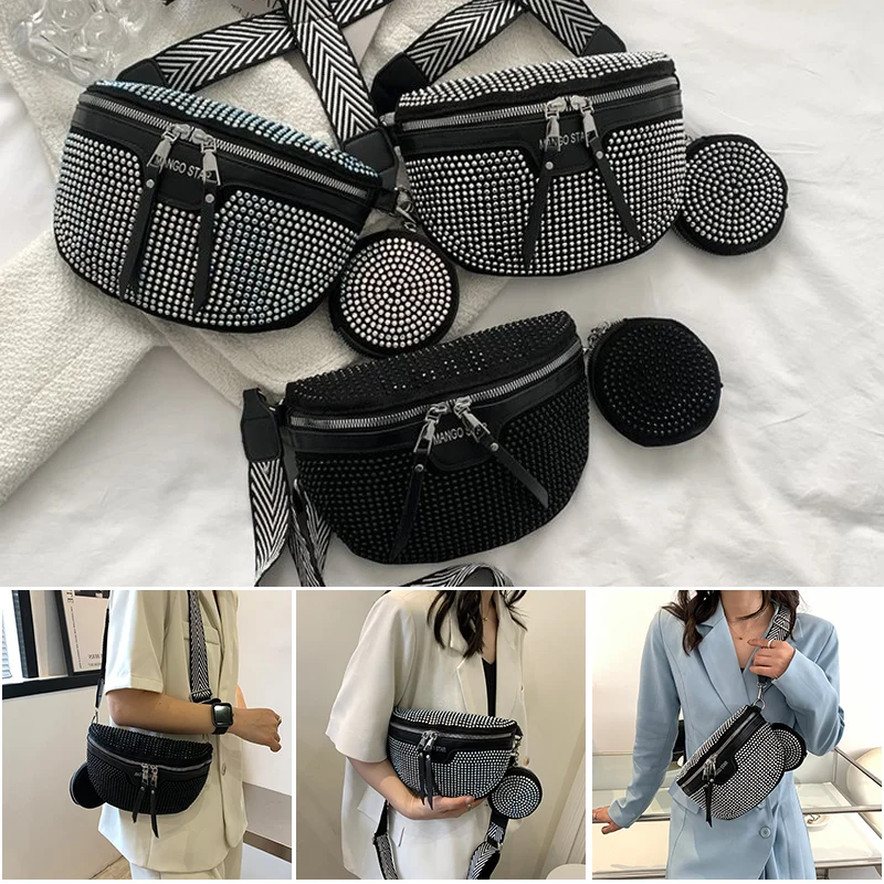 Fashion Rhinestone PU Leather Waist Bag - Image 12
