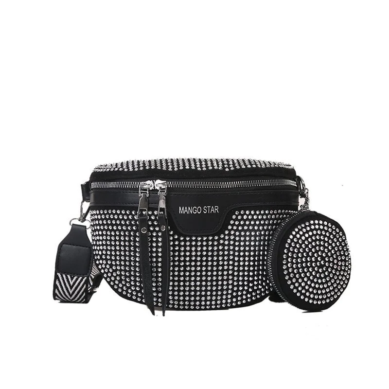 Fashion Rhinestone PU Leather Waist Bag - Image 14