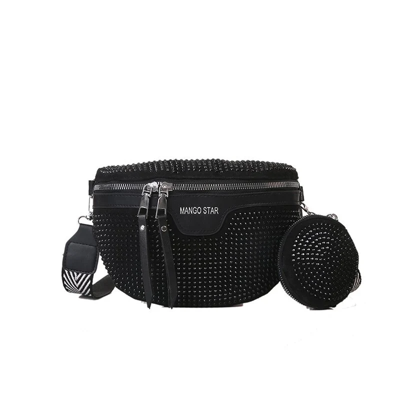 Fashion Rhinestone PU Leather Waist Bag - Image 15