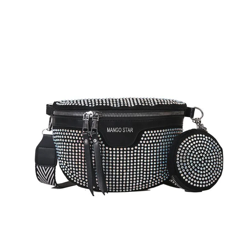 Fashion Rhinestone PU Leather Waist Bag - Image 16