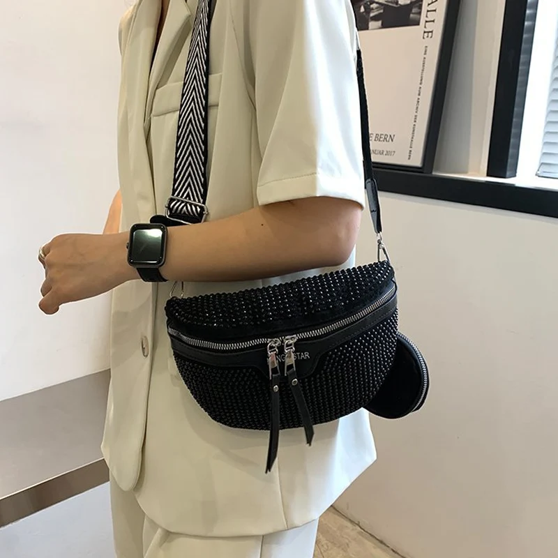 Fashion Rhinestone PU Leather Waist Bag - Image 7