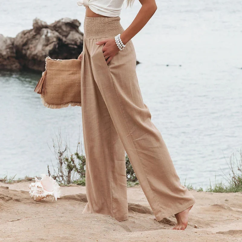 Fresh Air Linen Blend Pocketed Smocked Pants - Image 7