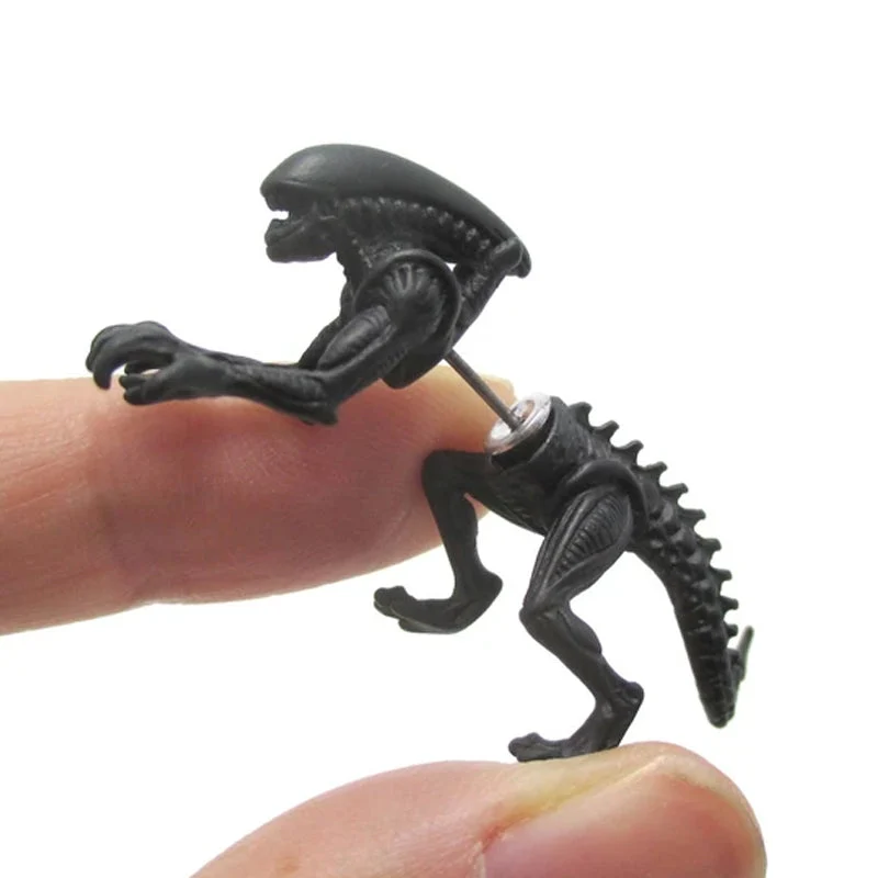 Funny Punk 3D Metal Mini Dinosaur Cartilage Earring Set Creative Colorful Exaggeration Cartoon Animal Stud For Women Girls Gifts Party Cool Jewelry - Image 4