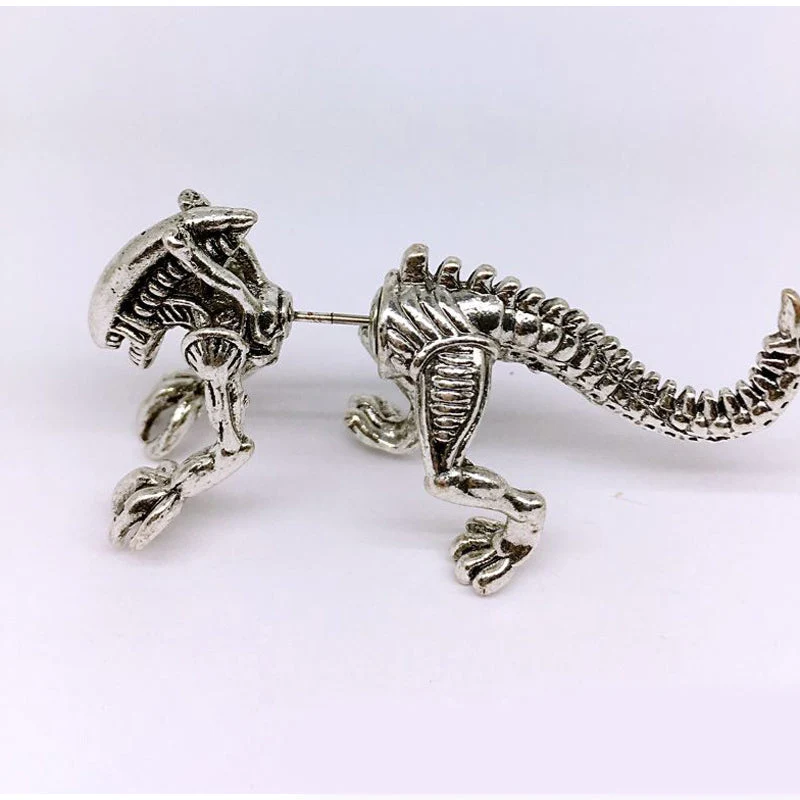 Funny Punk 3D Metal Mini Dinosaur Cartilage Earring Set Creative Colorful Exaggeration Cartoon Animal Stud For Women Girls Gifts Party Cool Jewelry - Image 7