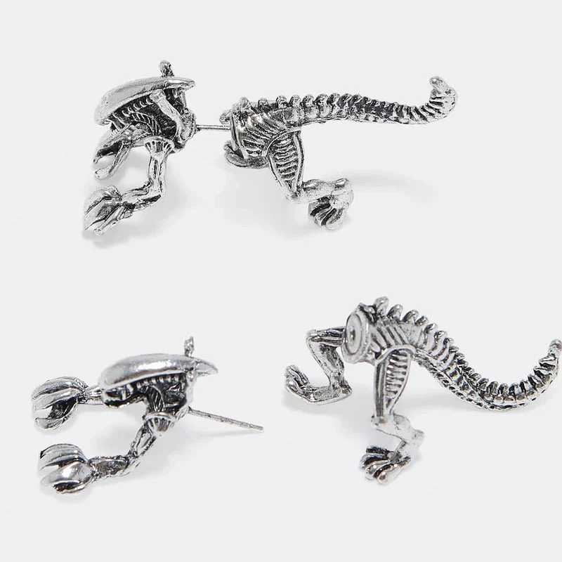 Funny Punk 3D Metal Mini Dinosaur Cartilage Earring Set Creative Colorful Exaggeration Cartoon Animal Stud For Women Girls Gifts Party Cool Jewelry - Image 8