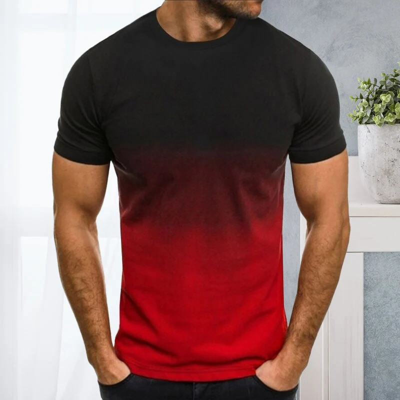 Gradient Print Round Neck Short Sleeve Top - Image 3